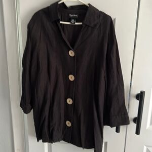 ‎Maggie Barnes black linen jacket blouse size 2X